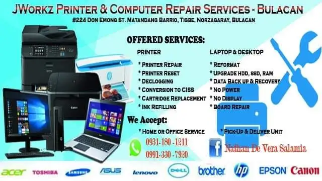 JWorkz Printer and Computer Repair Services - Bulacan Banner