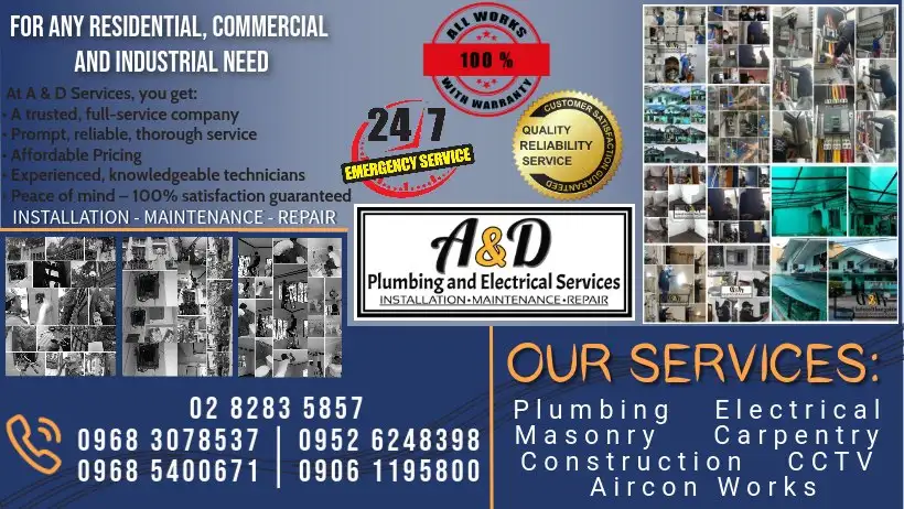 A & D Plumbing and Electrical Services Banner