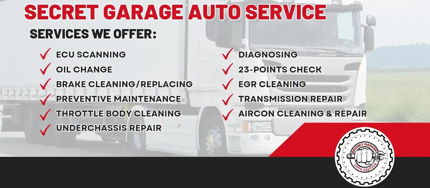 Secret Garage Auto Service Banner