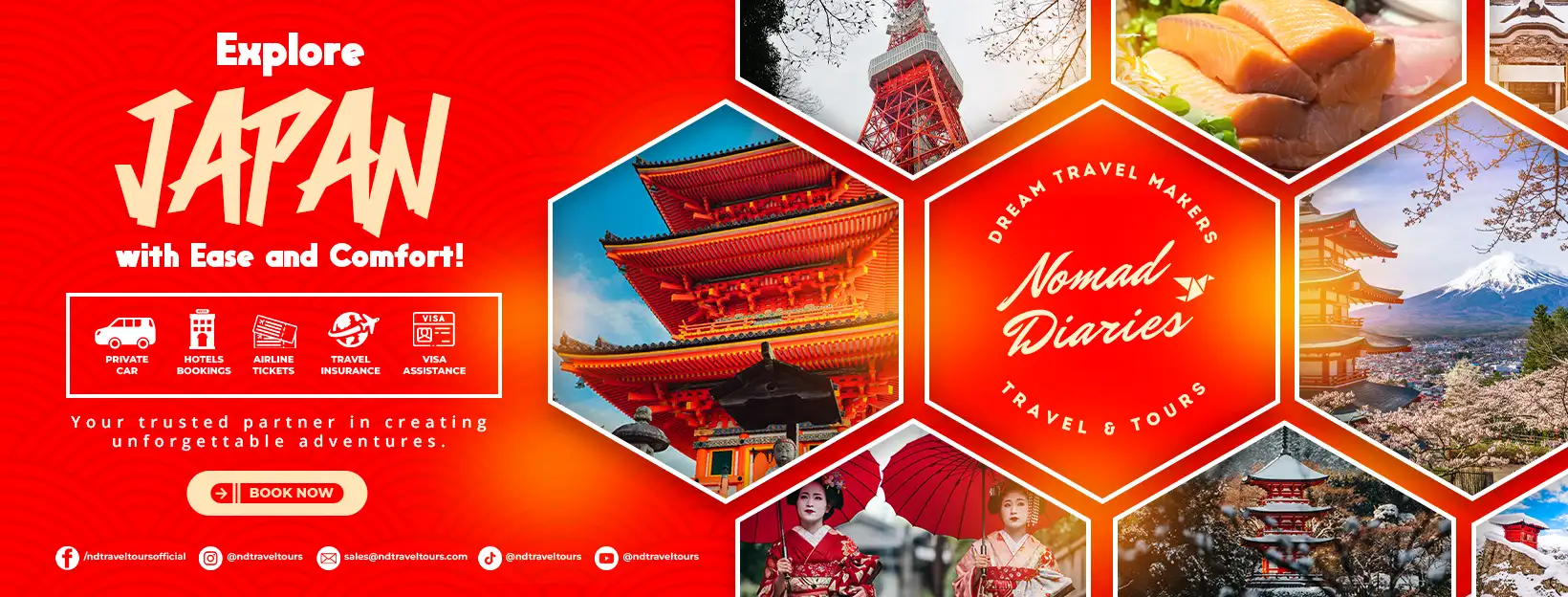 Nomad Diaries Travel & Tours  (Japan Private Car Tour) Banner