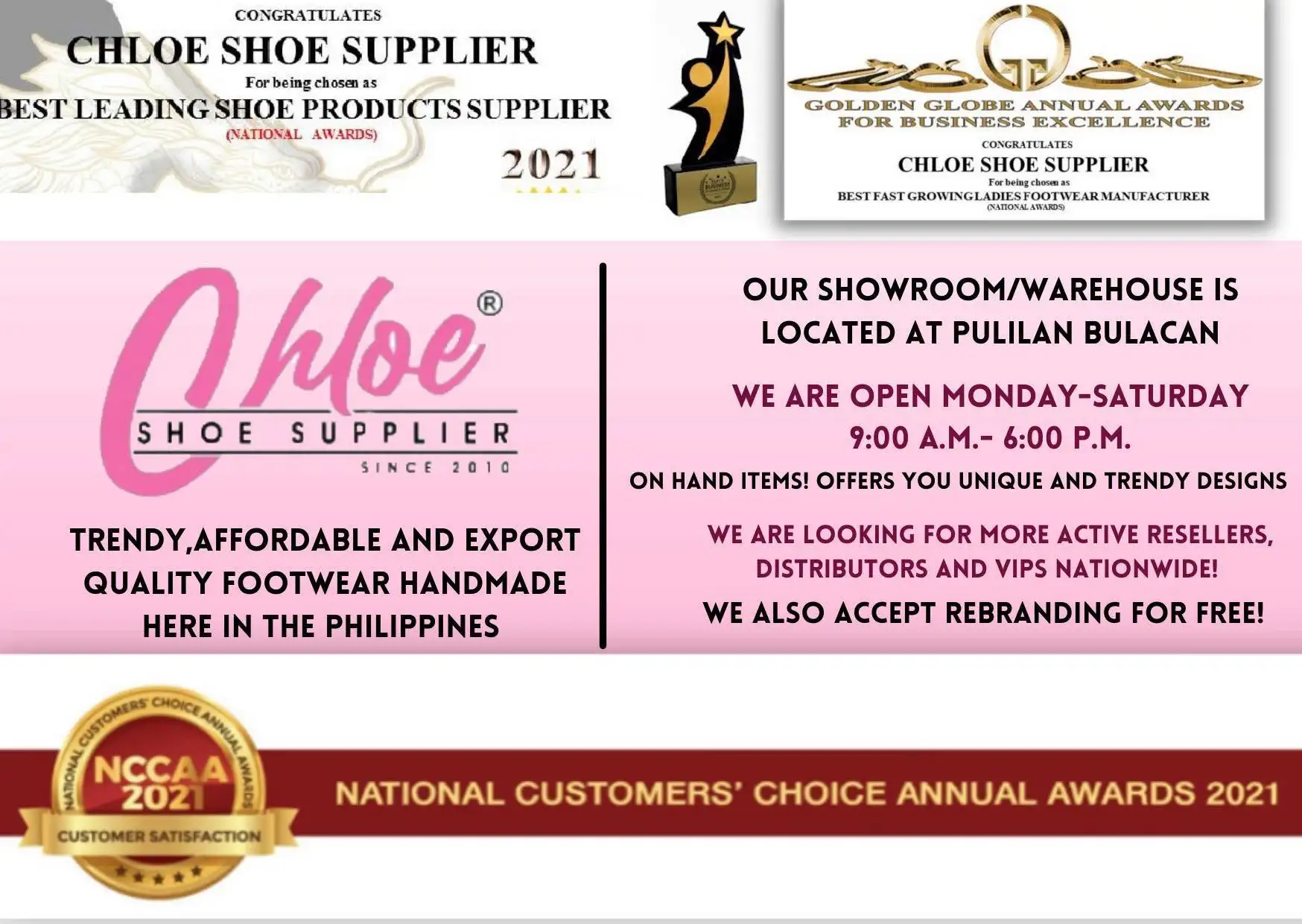 Chloe Shoe Supplier Manufacturer PH Banner